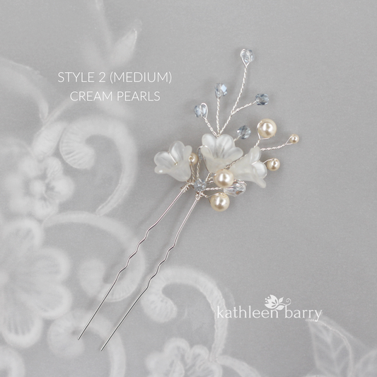 Monica pale blue hair pins mix and match - 3 styles - Rose gold, Gold or silver (sold individually)
