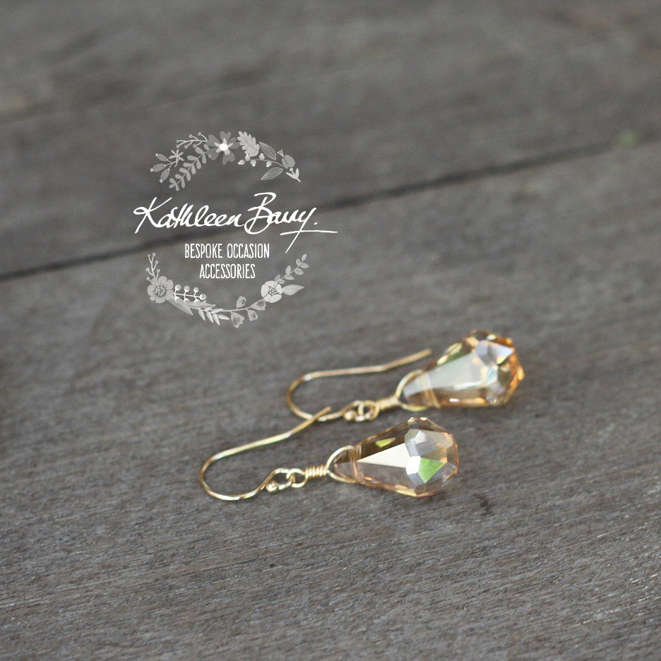 Monique Earrings - Gold, rose gold or silver finish - Champagne or blue crystals
