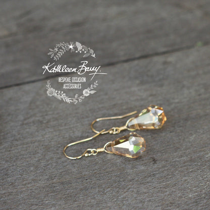 Monique Earrings - Gold, rose gold or silver finish - Champagne or blue crystals