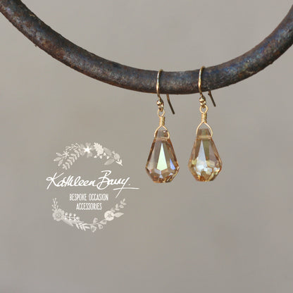 Monique Earrings - Gold, rose gold or silver finish - Champagne or blue crystals