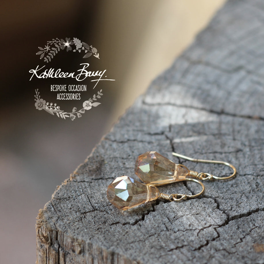 Monique Earrings - Gold, rose gold or silver finish - Champagne or blue crystals