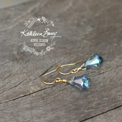 Monique Earrings - Gold, rose gold or silver finish - Champagne or blue crystals