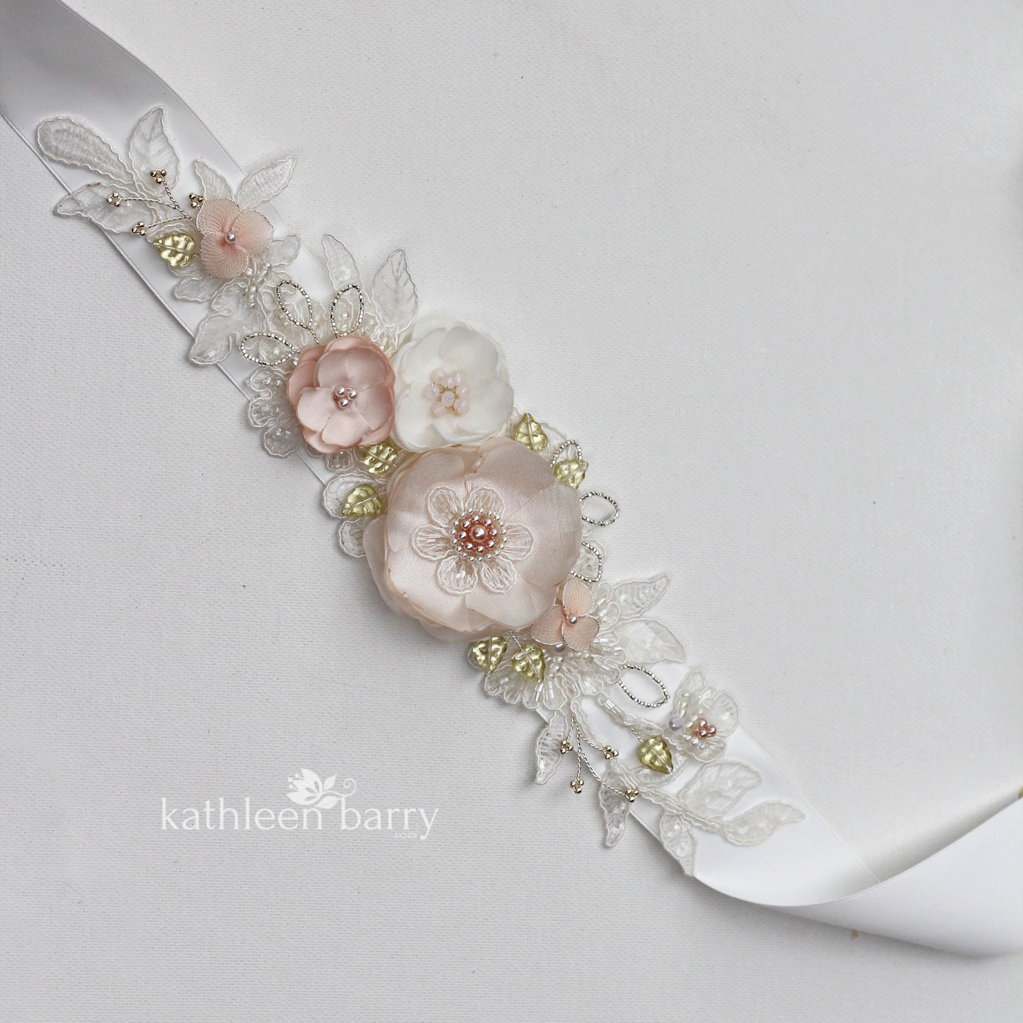 wedding dress bridal belt ivory blush pink