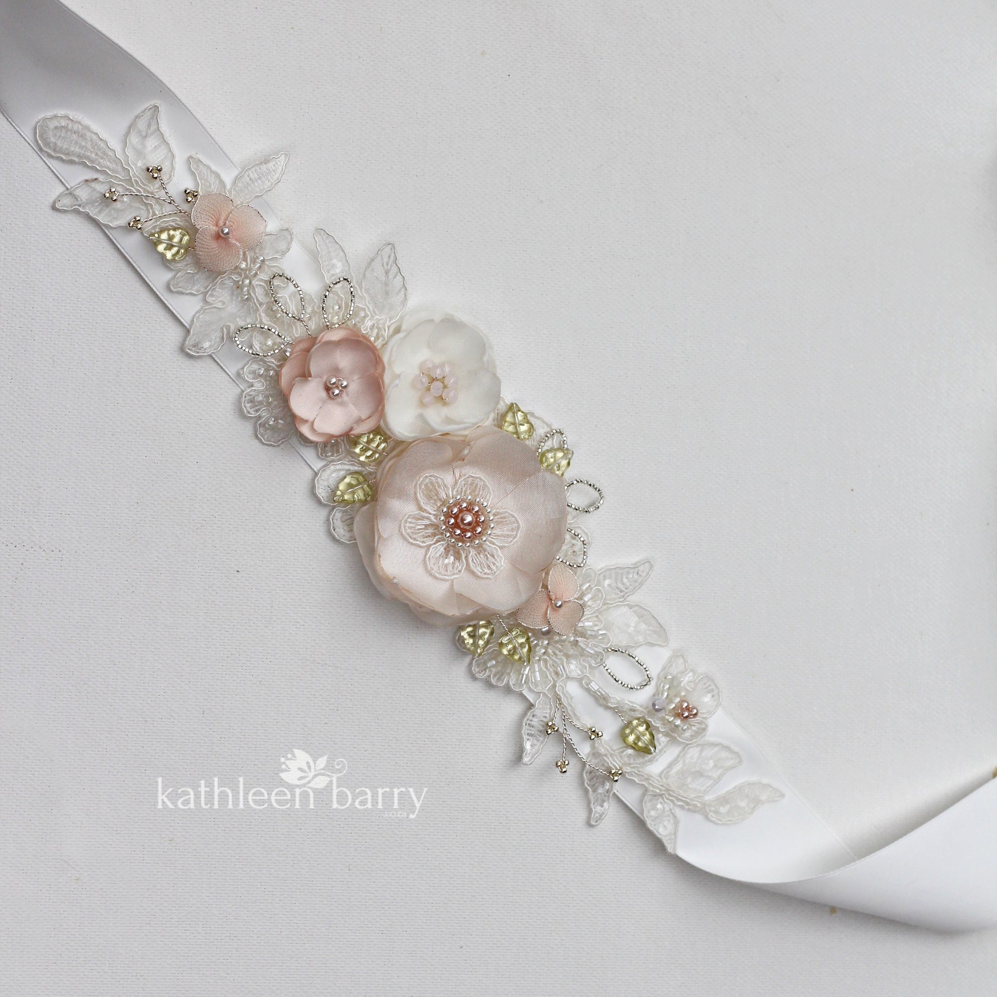 wedding dress bridal belt ivory blush pink