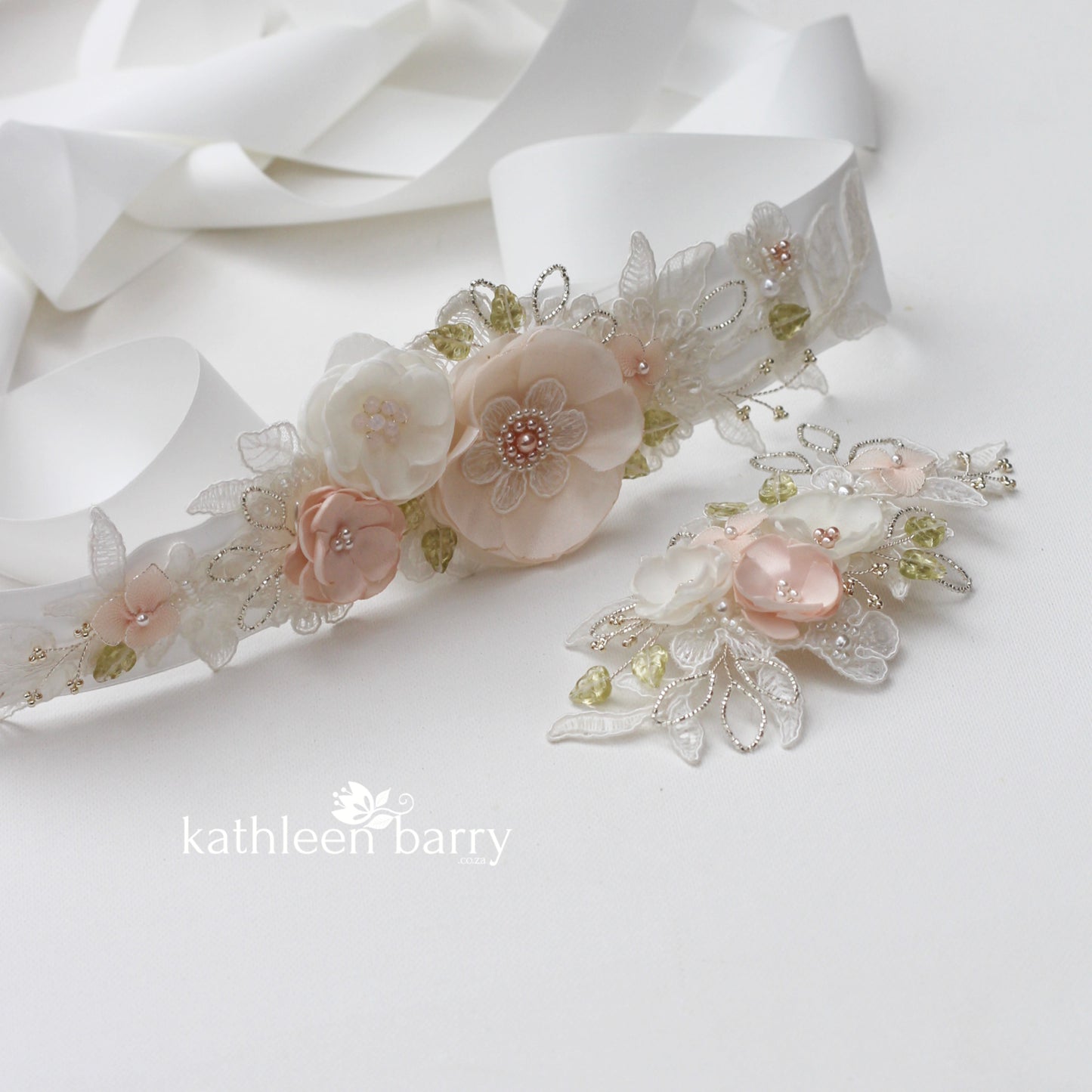 belt hair clip bridal wedding set