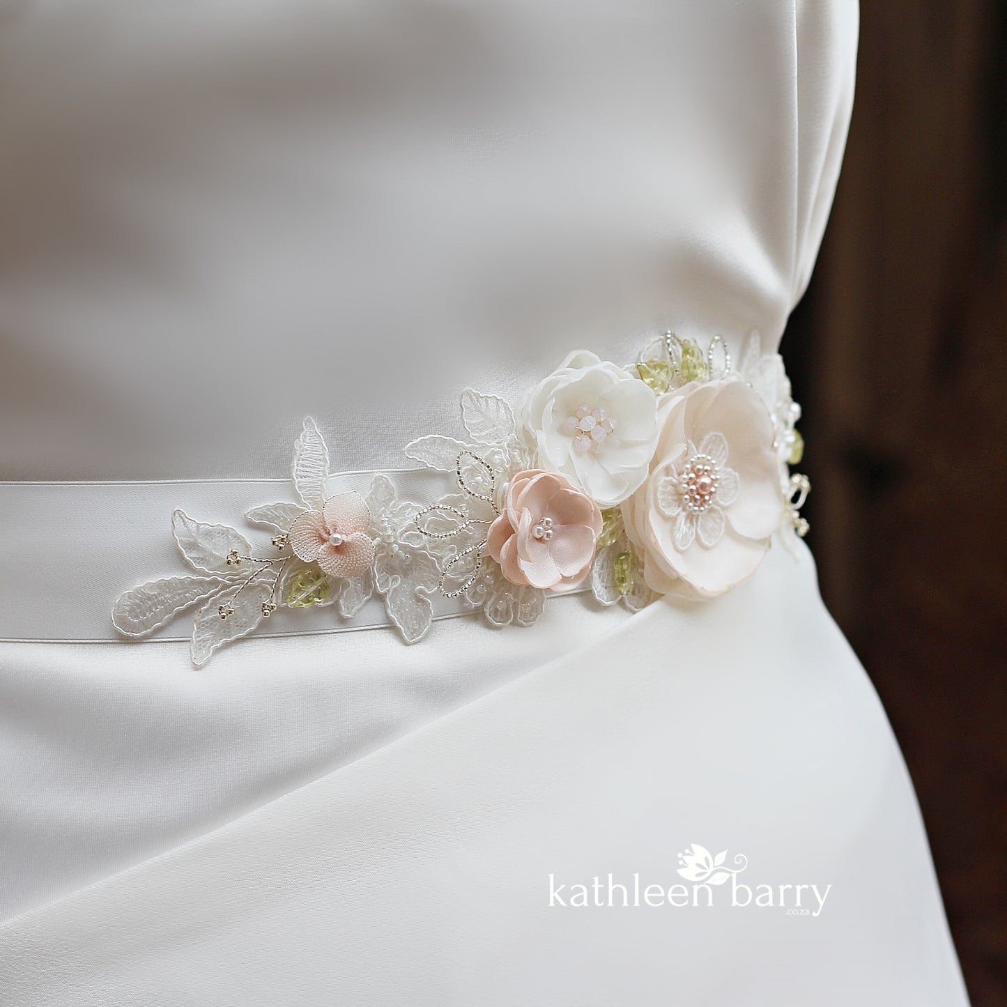 wedding dress bridal belt ivory blush pink