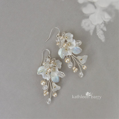Nadine Earrings - Delicate floral and leaf earrings - Colors to order