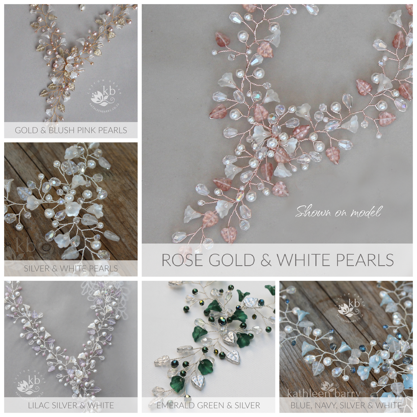 Nicole rose gold floral necklace - Organic crystal and pearls in rose gold, gold or silver finish