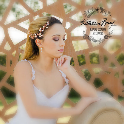 Minke leaf hair vine rhinestone - Copper, Rose gold, gold or silver hairpiece