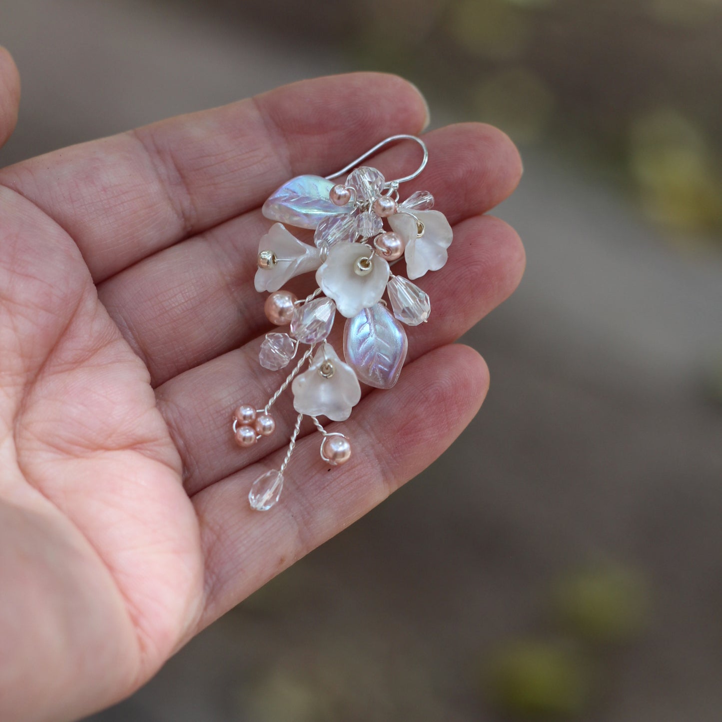 Nadine Earrings - Delicate floral and leaf earrings - Colors to order