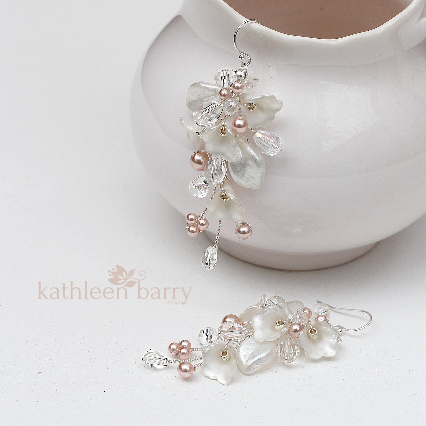 Nadine Earrings - Delicate floral and leaf earrings - Colors to order