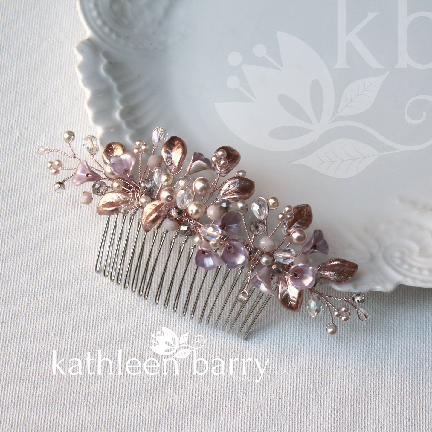 Renice floral leaf hair comb crystal & pearl - color options available