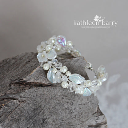 Nadine floral and leaf bracelet - silver, gold & rose gold color & metallic options available