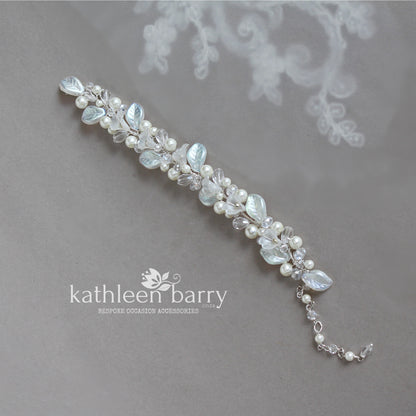 Nadine floral and leaf bracelet - silver, gold & rose gold color & metallic options available