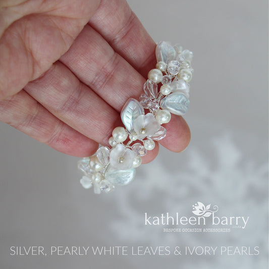 Nadine floral and leaf bracelet - silver, gold & rose gold color & metallic options available