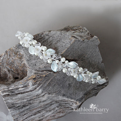 Nadine floral and leaf bracelet - silver, gold & rose gold color & metallic options available