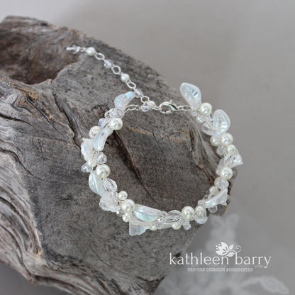 Nadine floral and leaf bracelet - silver, gold & rose gold color & metallic options available