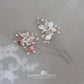 Nadine Floral leaf hair pin crystal & pearl - Rose gold, gold or silver - sold individually