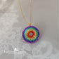 Naomi rainbow mandala pendent necklace available in Silver, gold or rose gold finish