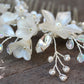 Rose gold Natalia Floral Spray Crystal, Pearl & Rhinestone Comb - Color options available
