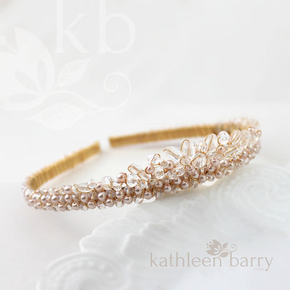 Natalie Tiara bridal crown - Clear and pearl (choice of colors) - Two height options