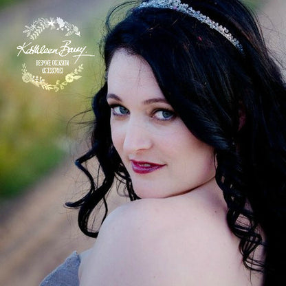 Natalie Bridal tiara, crystal and pearl - options of silver, gold or rose gold wirework.