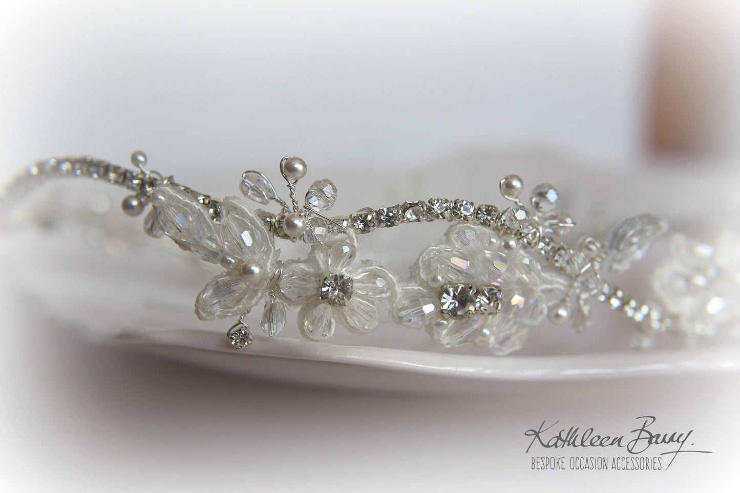 Nicola crystal lace head piece bridal circlet rhinestone, crystal & pearl