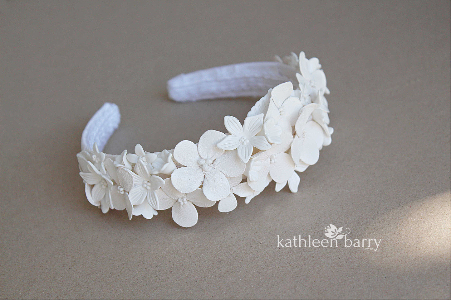 Nicola Floral headband for Nicola - Flat matte white - Color options available.