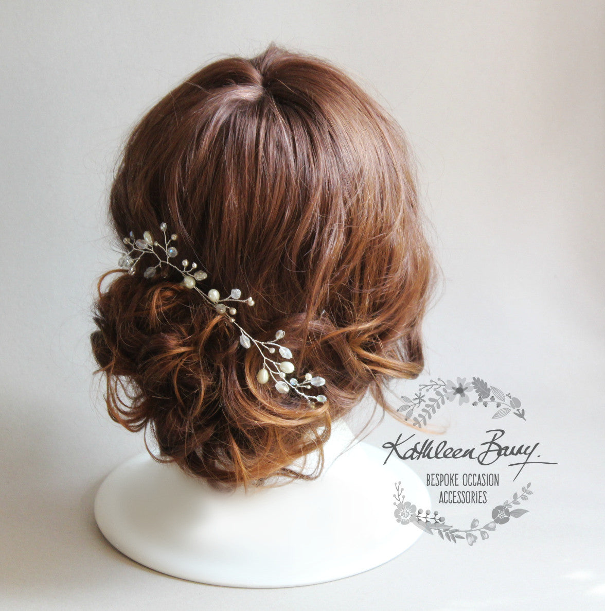 Nikita Crystal Pearl hair pin - Available in Silver, Rose gold or gold finish