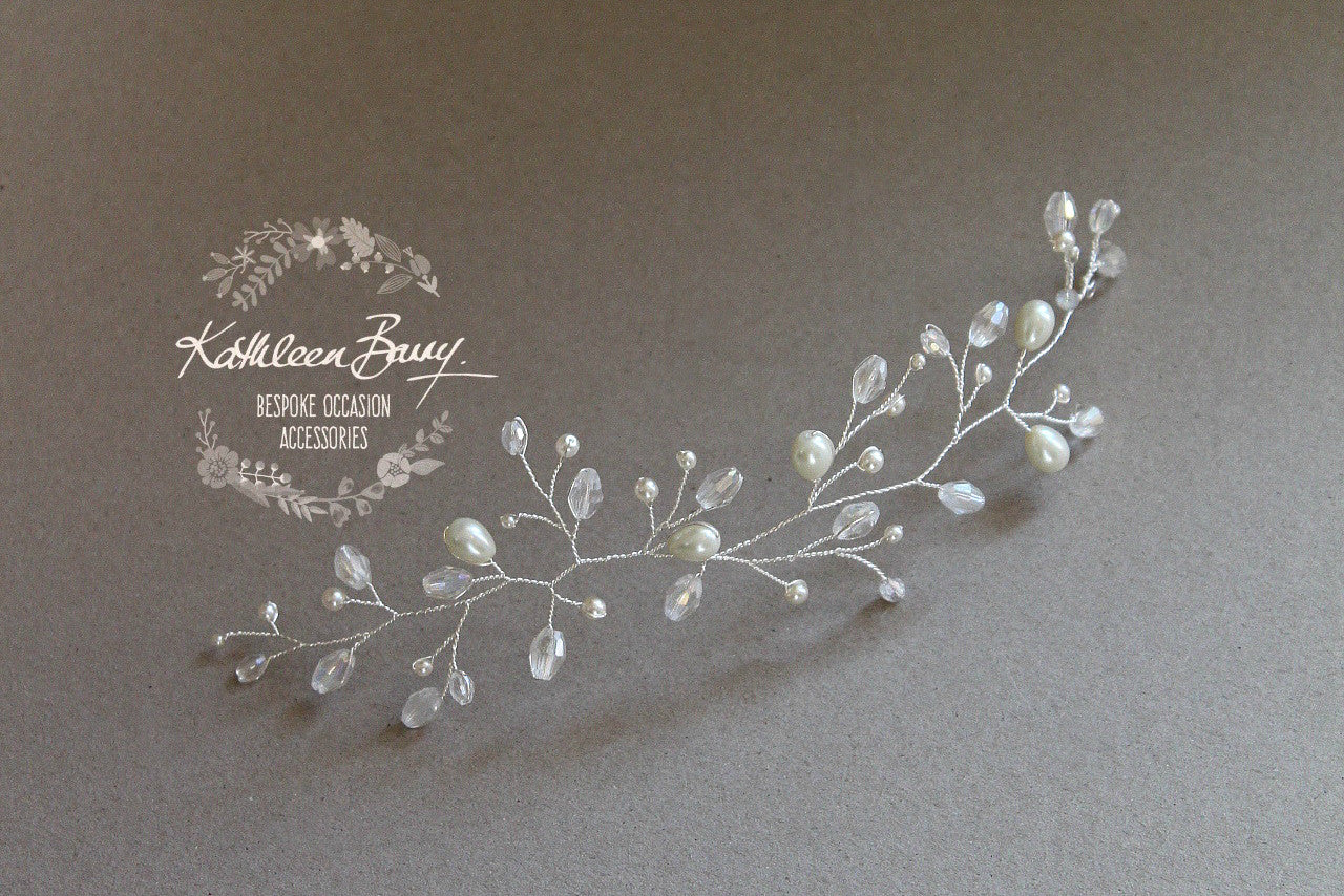Nikita Crystal Pearl hair pin - Available in Silver, Rose gold or gold finish