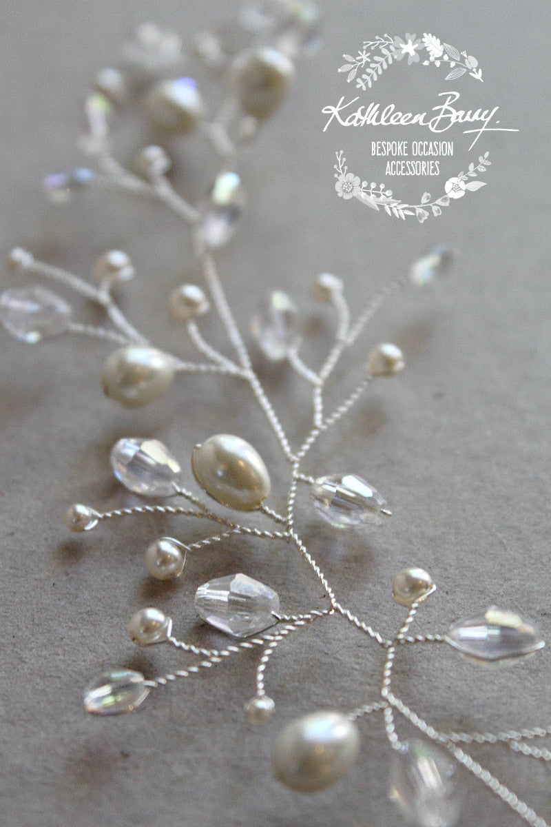 Nikita Crystal Pearl hair pin - Available in Silver, Rose gold or gold finish