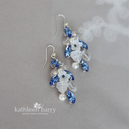 Noa Rhinestone floral earrings - custom colors available - Statement earrings