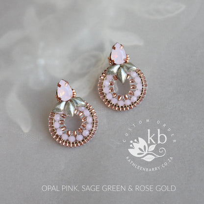 Paige beaded hoop stud earrings - Custom colors available