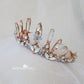 Paige Tiara style bridal crown rose gold and pale opal blue - wedding hair accessories - custom colors to order