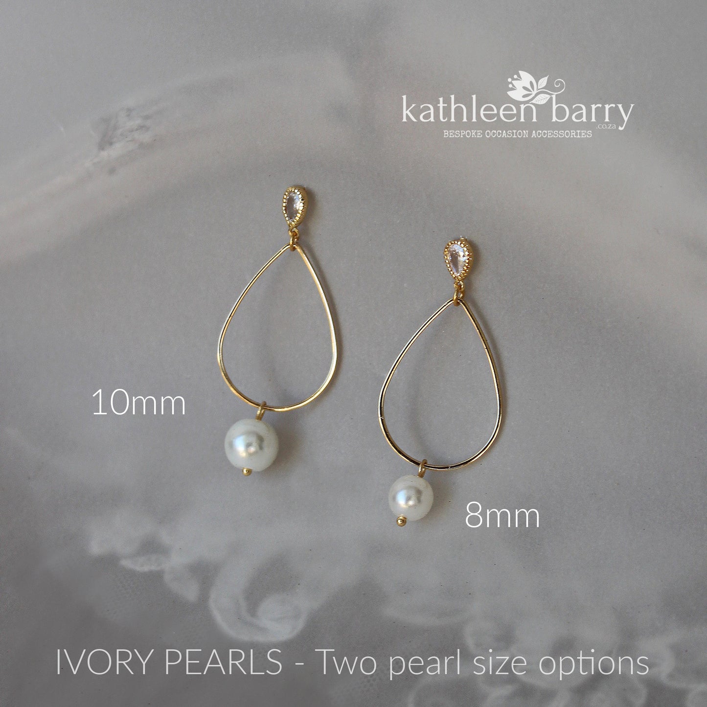Payten gold or silver finish hoop pearl dop earrings with Cubic zirconia stud (two pearl size options)