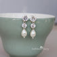 Penelope Cubic Zirconia studs & pearl drop earrings - Sterling silver assorted length options