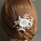 Phoebe Lace flower hair clip - wedding hair piece ivory - Clip only