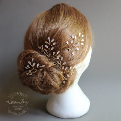 Sarah-Faye Leaf hair pins - Options Rose gold, gold, silver - sold individually