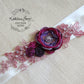 Lisa Wedding Dress Sash Belt - floral with lace - Raspberry Plum