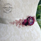 Lisa Wedding Dress Sash Belt - floral with lace - Raspberry Plum
