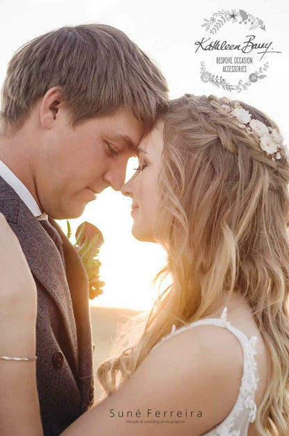 Stacey floral hairpiece - Bridal wedding flower hair accessory - champagne, ivory rose gold