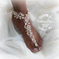 Adele rhinestone, crystal & pearl jeweled barefoot sandals - Rose gold, gold or silver, per Pair