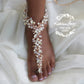 Adele rhinestone, crystal & pearl jeweled barefoot sandals - Rose gold, gold or silver, per Pair
