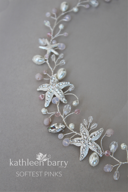 Rhoda Bridal wreath Beach wedding silver turquoise starfish detailing - assorted color options