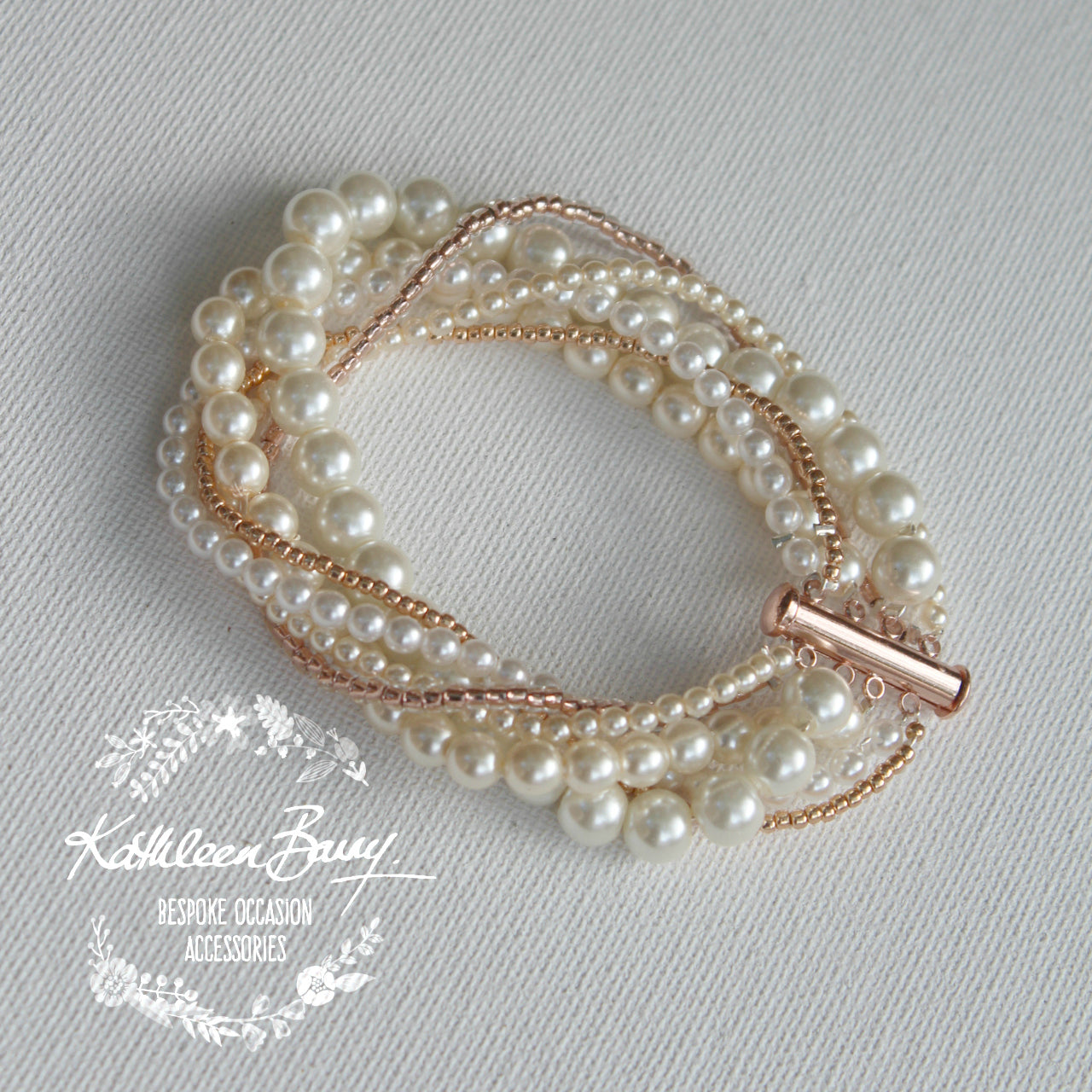 Reva Rose gold twisted pearl cuff bracelet