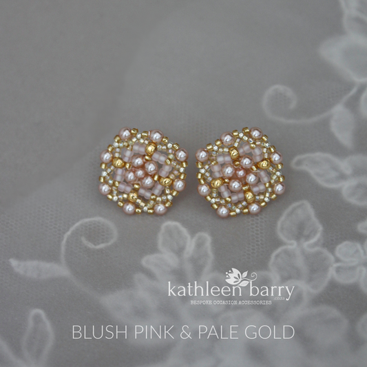Rolien stud earrings pearls and Japanese seed beads - Custom color options available