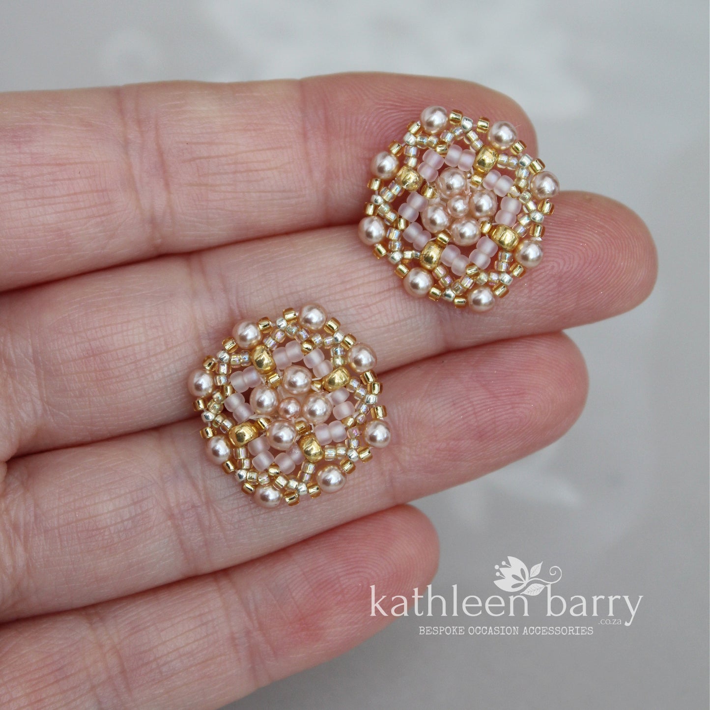 Rolien stud earrings pearls and Japanese seed beads - Custom color options available