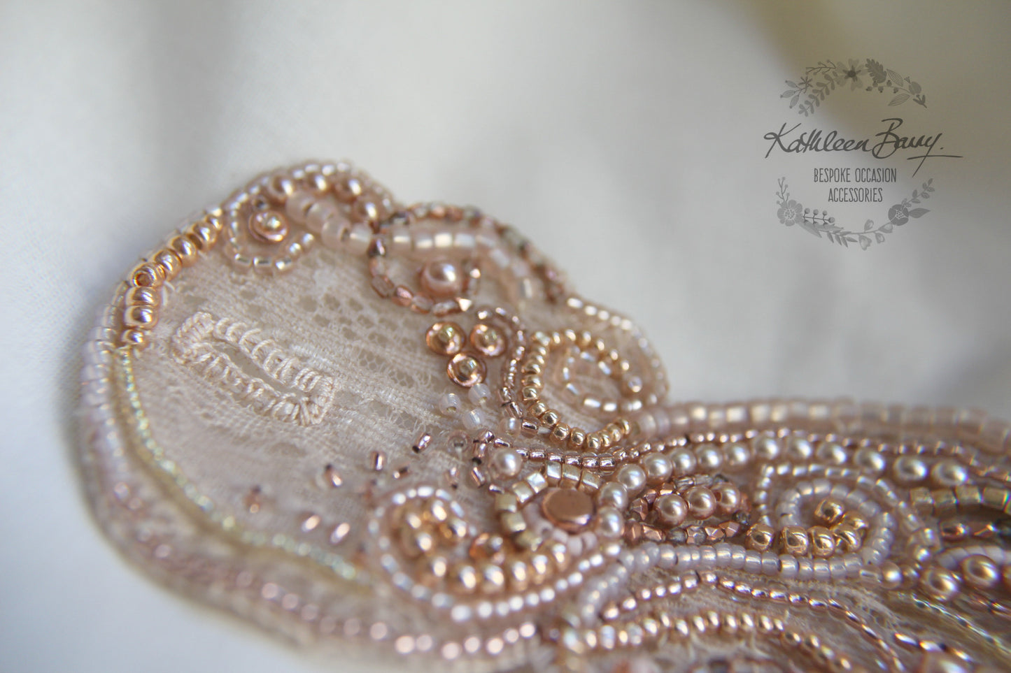 Rose gold lace cuff bracelet - pearl crystal embellished rose gold & blush pink tones - custom colors available