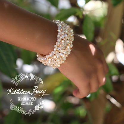 Mandy crystal pearl cuff bracelet - Available in Gold, Silver or Rose Gold