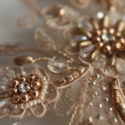 Lace rosegold hairpiece blush - wedding bridal accessories - veil comb - gold - copper - rose gold